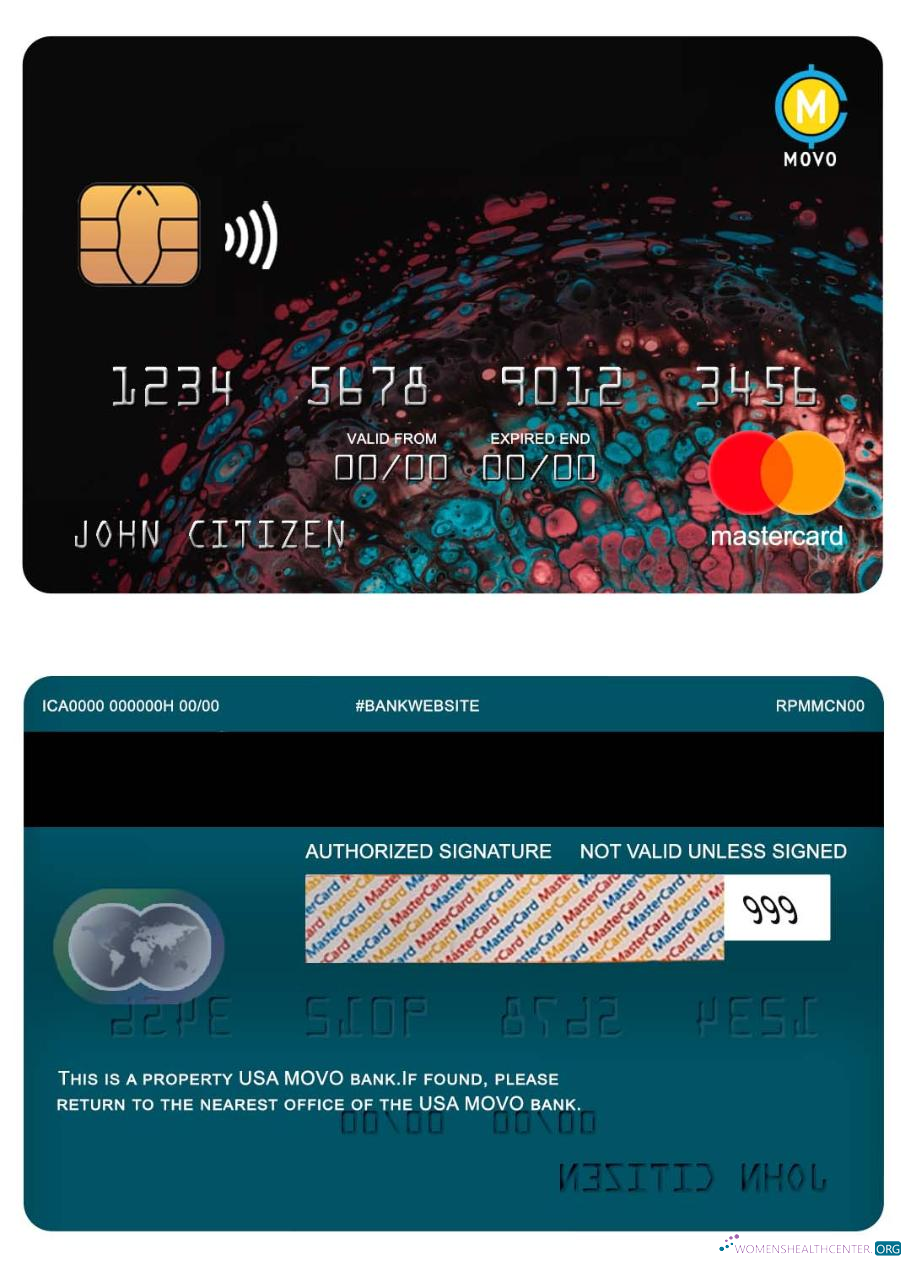 Download USA MOVO bank mastercard Photoshop template